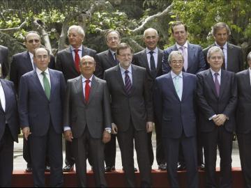 Foto de familia del presidente de Rajoy con los grandes empresarios españoles