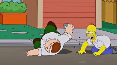 Homer Simpson y Peter Griffin juntos en Springfield
