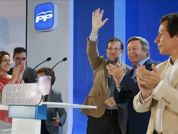 Mariano Rajoy durante el mitin Mariano Rajoy durante el mitin