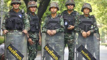Soldados tailandeses en Bangkok