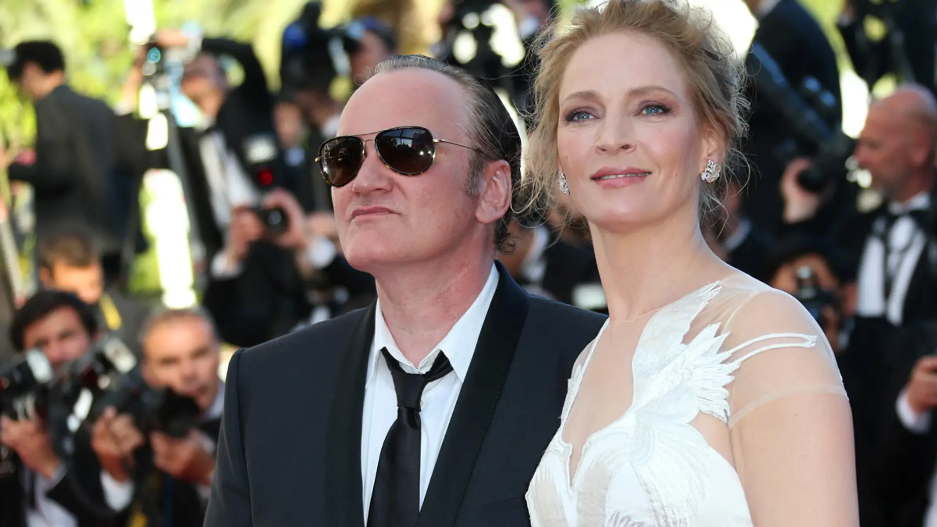 Uma Thurman y Quentin Tarantino en el Festival de Cannes 2014