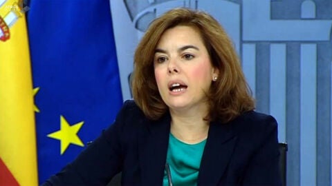 Soraya S&aacute;enz de Santamar&iacute;a en rueda de prensa