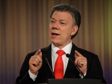 Juan Manuel Santos en una comparecencia pública.