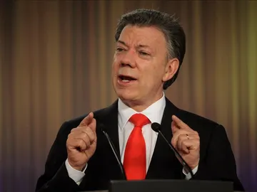 Juan Manuel Santos en una comparecencia pública. Juan Manuel Santos en una comparecencia pública.