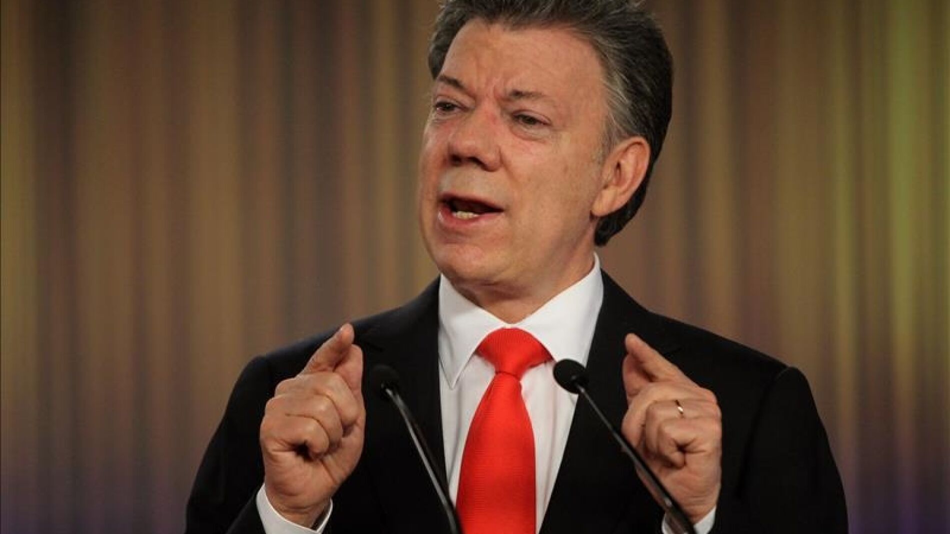 Juan Manuel Santos en una comparecencia p&uacute;blica.