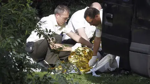 Los servicios funerarios retiran el cadáver de un hombre en el Retiro al que le ha caído una rama Los servicios funerarios retiran el cadáver de un hombre en el Retiro al que le ha caído una rama