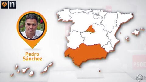 Mapa de los avales del PSOE