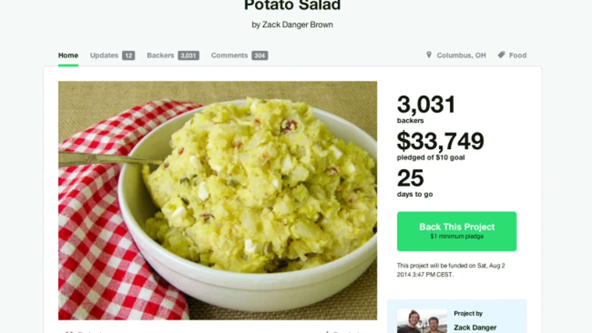 Ensalada de patata en Kickstarter