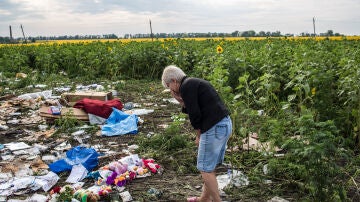Una mujer observa los restos del MH17