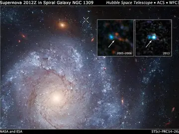 La débil supernova, llamada SN 2012Z, reside en la galaxia NGC1309 La débil supernova, llamada SN 2012Z, reside en la galaxia NGC1309