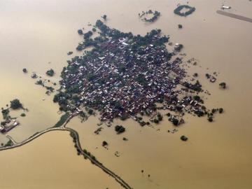 Vista aérea de una zona residencial afectada por las inundaciones 