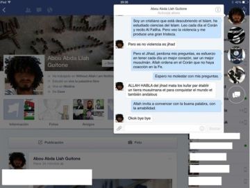 La conversación en Facebook del terrorista Abou Abda Llah Guitone