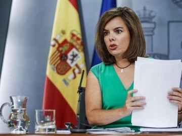 Soraya Sáenz de Santamaría en rueda de prensa.