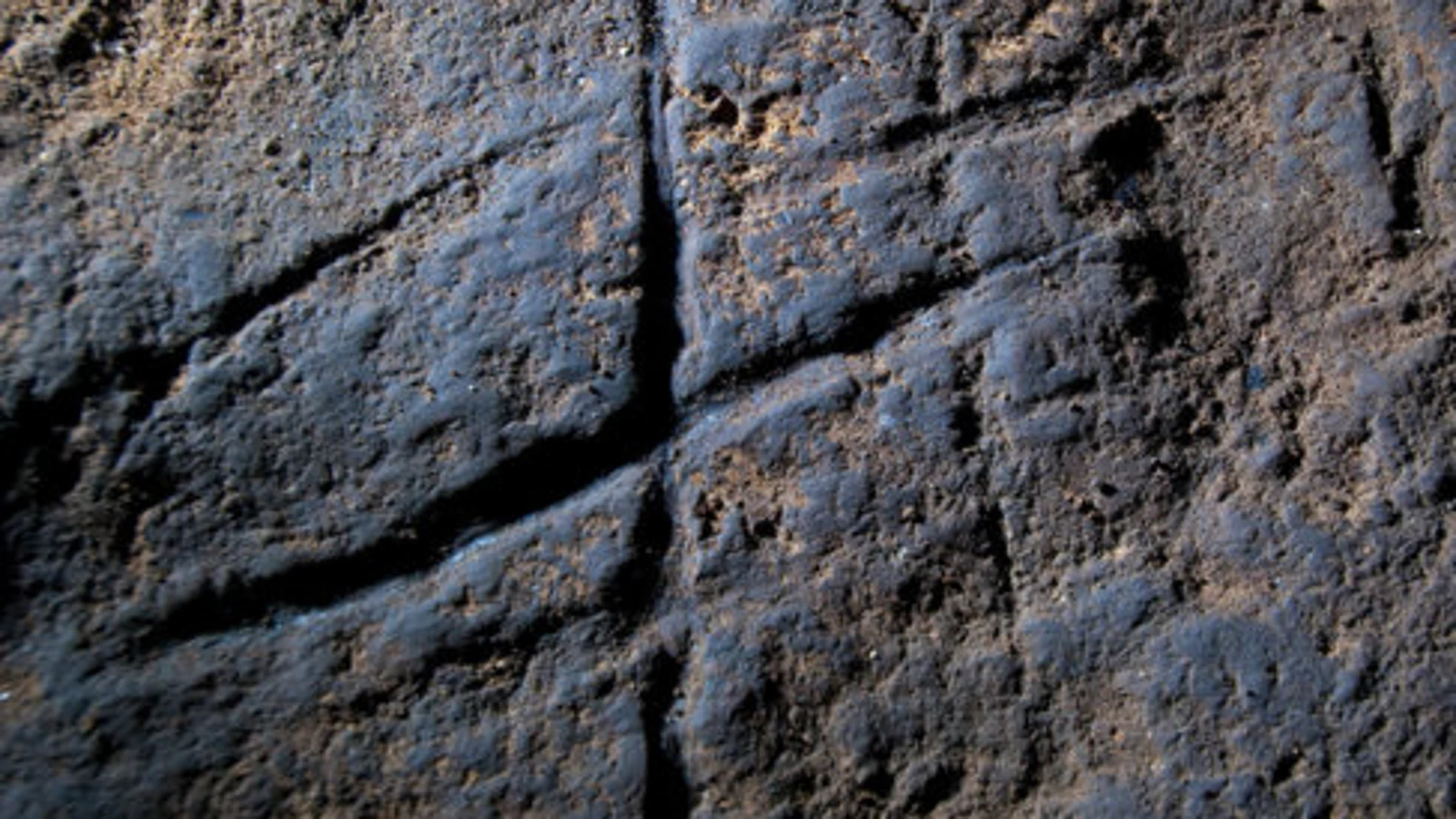Grabado tallado por neandertales en la Cueva de Gorham, en Gibraltar Grabado tallado por neandertales en la Cueva de Gorham, en Gibraltar