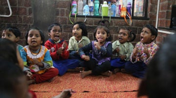 Niños en un colegio de la India