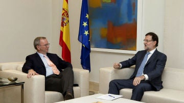 Mariano Rajoy y el presidente ejecutivo de Google, Eric Schmidt