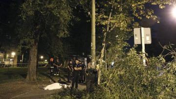 Efectivos de Bomberos y Policía en el lugar del siniestro.