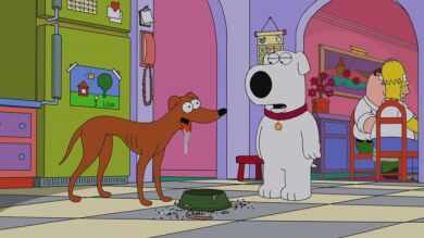 Brian Griffin conoce a Pequeño Ayudante de Santa Claus
