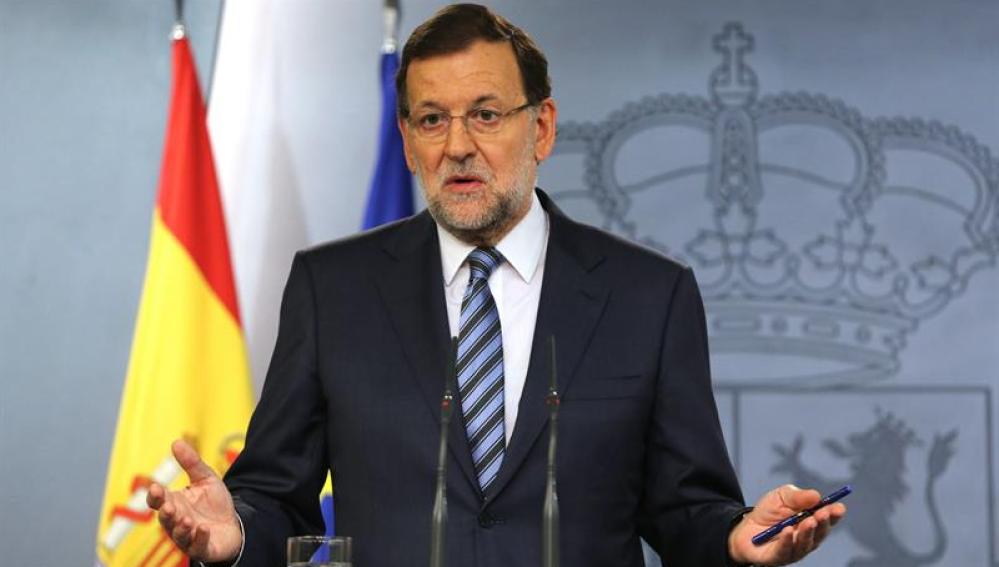 El presidente del Gobierno, Mariano Rajoy, durante su comparecencia 