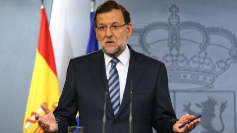 El presidente del Gobierno, Mariano Rajoy, durante su comparecencia 