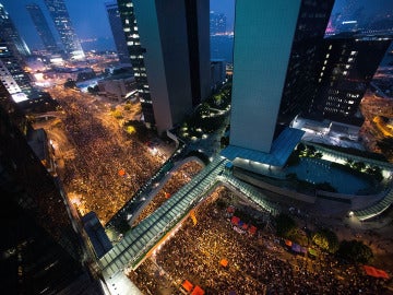 Imagen aérea de las protestas en Hong Kong