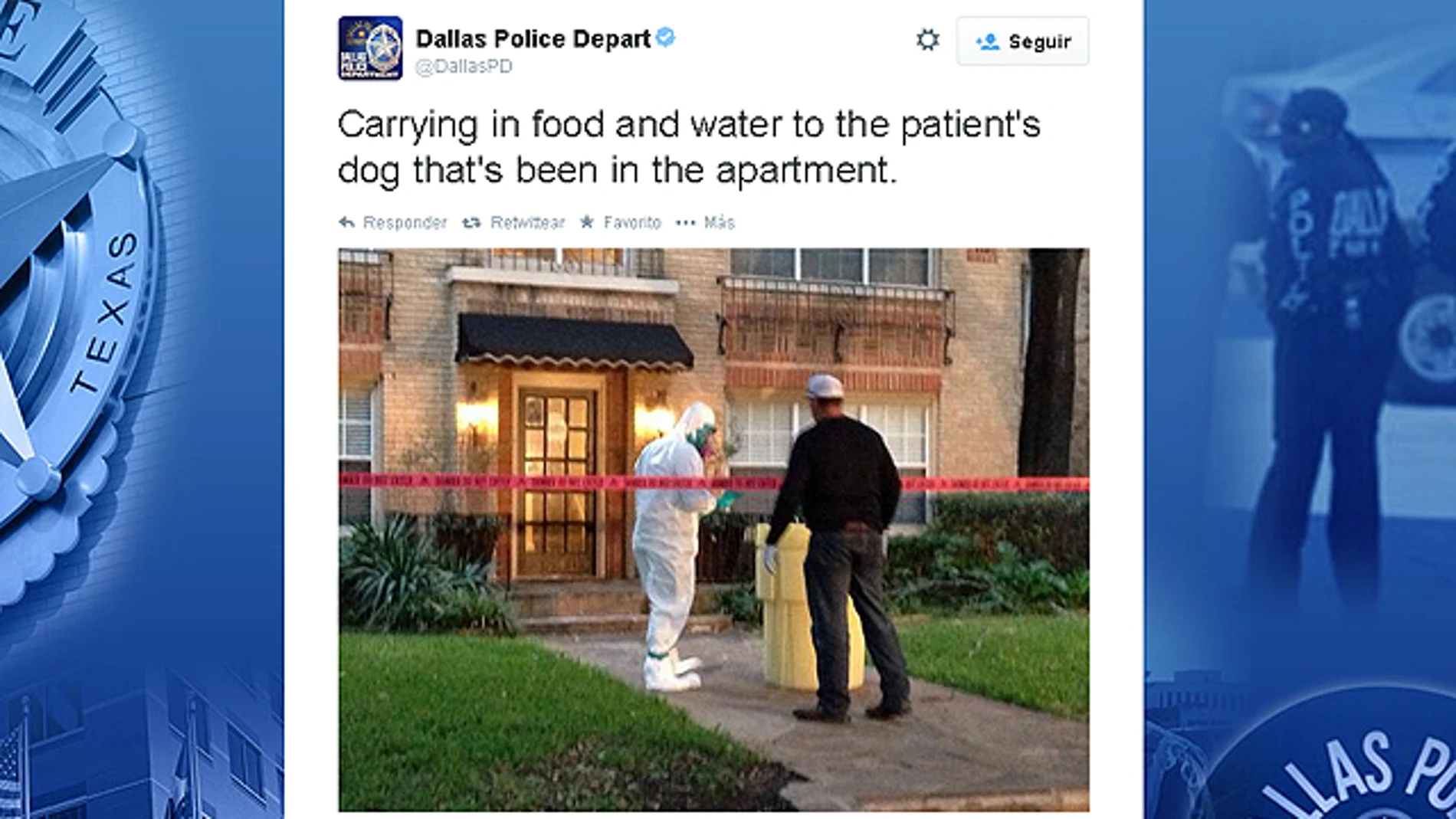 La policía de Dallas informa en Twitter sobre los cuidados al perro La policía de Dallas informa en Twitter sobre los cuidados al perro