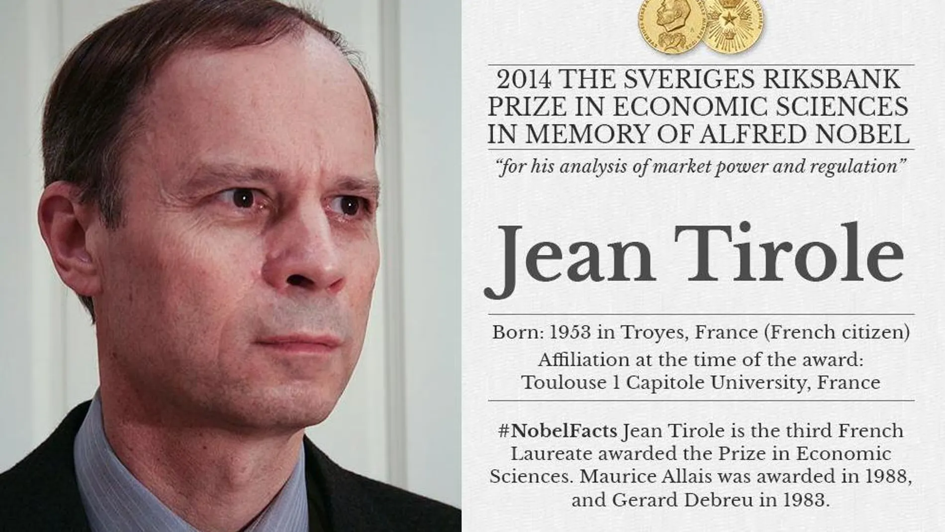 El francés Jean Tirole, galardonado con el Nobel de Economía 2014 El francés Jean Tirole, galardonado con el Nobel de Economía 2014