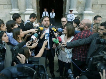 Oriol Junqueras a la salida de su reunión con Mas.