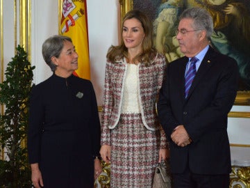 Doña Letizia durante el acto en Viena