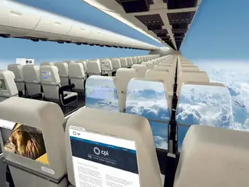 Imagen virtual del primer avión sin ventanas Imagen virtual del primer avión sin ventanas