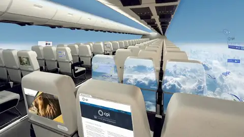 Imagen virtual del primer avión sin ventanas Imagen virtual del primer avión sin ventanas