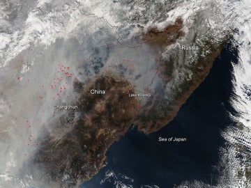 El humo que se extiende por China se ve desde el espacio