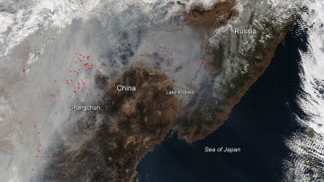 El humo que se extiende por China se ve desde el espacio