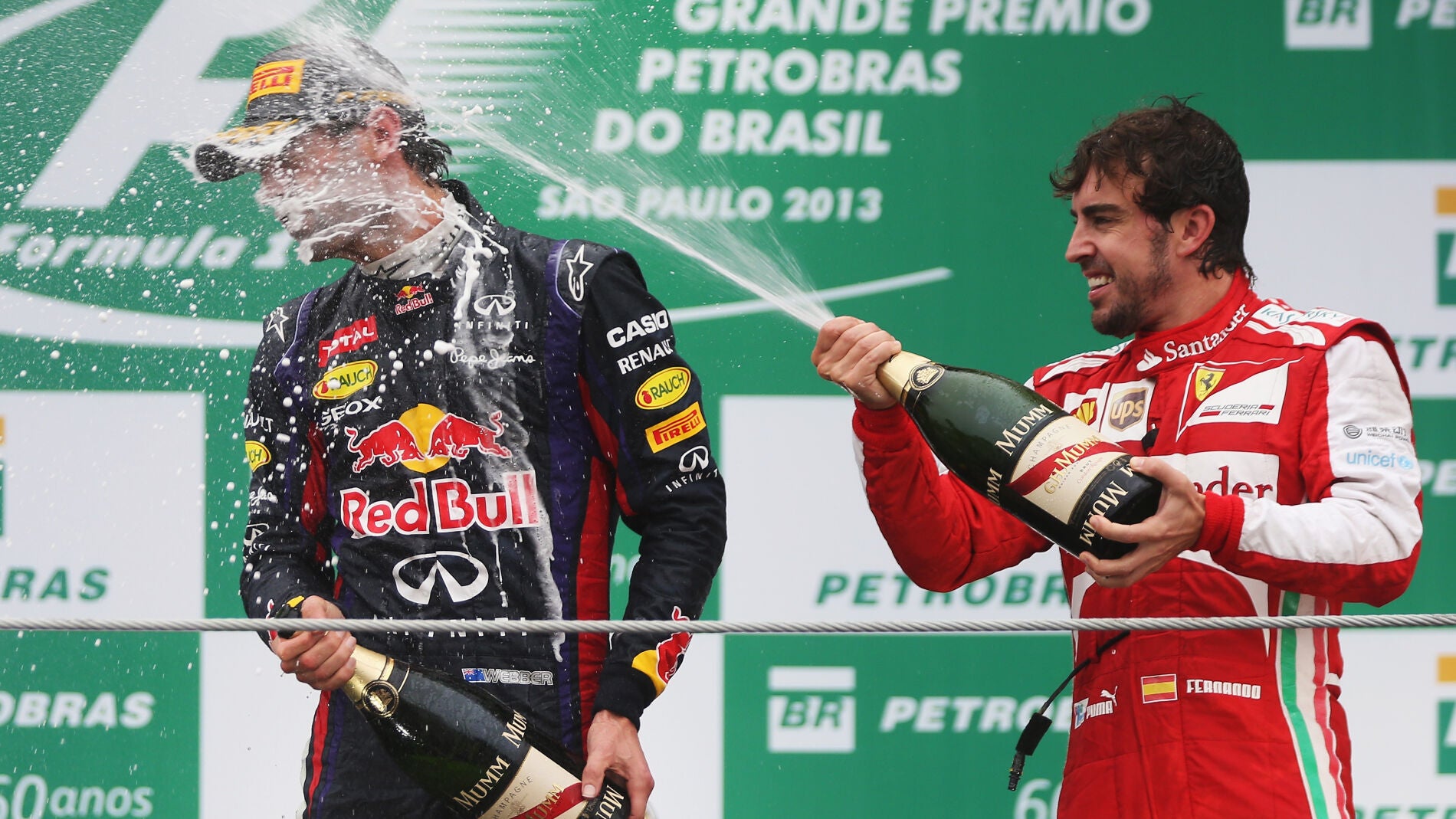 Fernando Alonso, en el podio del GP de Brasil 2013