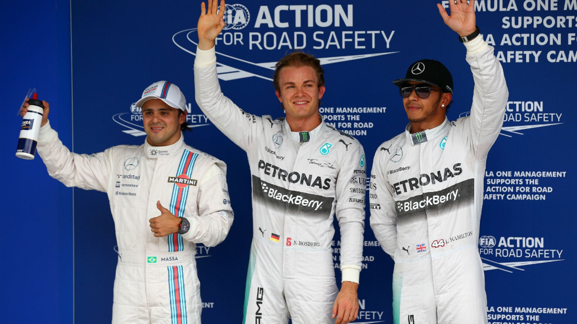 Massa, Rosberg y Hamilton, los m&aacute;s r&aacute;pidos de la clasificaci&oacute;n de Brasil