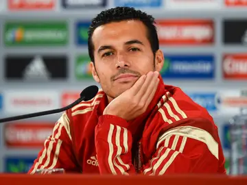 Pedro Rodríguez, en rueda de prensa con la selección española Pedro Rodríguez, en rueda de prensa con la selección española