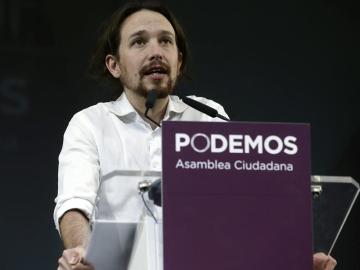 Pablo Iglesias interviene durante el acto de clausura de la Asamblea Ciudadana