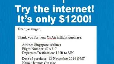 Una factura de 960 euros por usar Internet en el avión