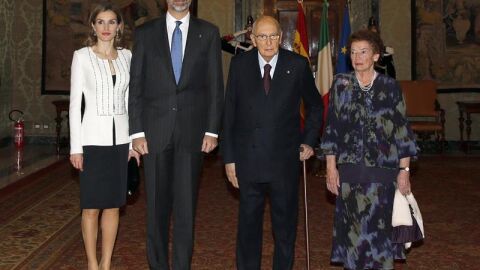 Los Reyes con Giorgo Napolitano.