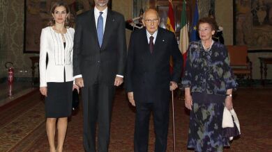 Giorgo Napolitano recibe en Roma a los reyes Felipe VI y Letizia