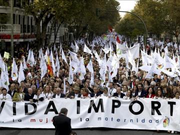 Cabeza de la manifestación celebrada en Madrid, convocada por medio centenar de asociaciones provida
