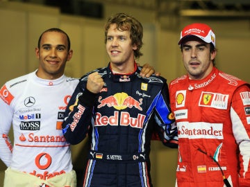 Hamilton, Vettel y Alonso, tras la pole de Abu Dabi 2010