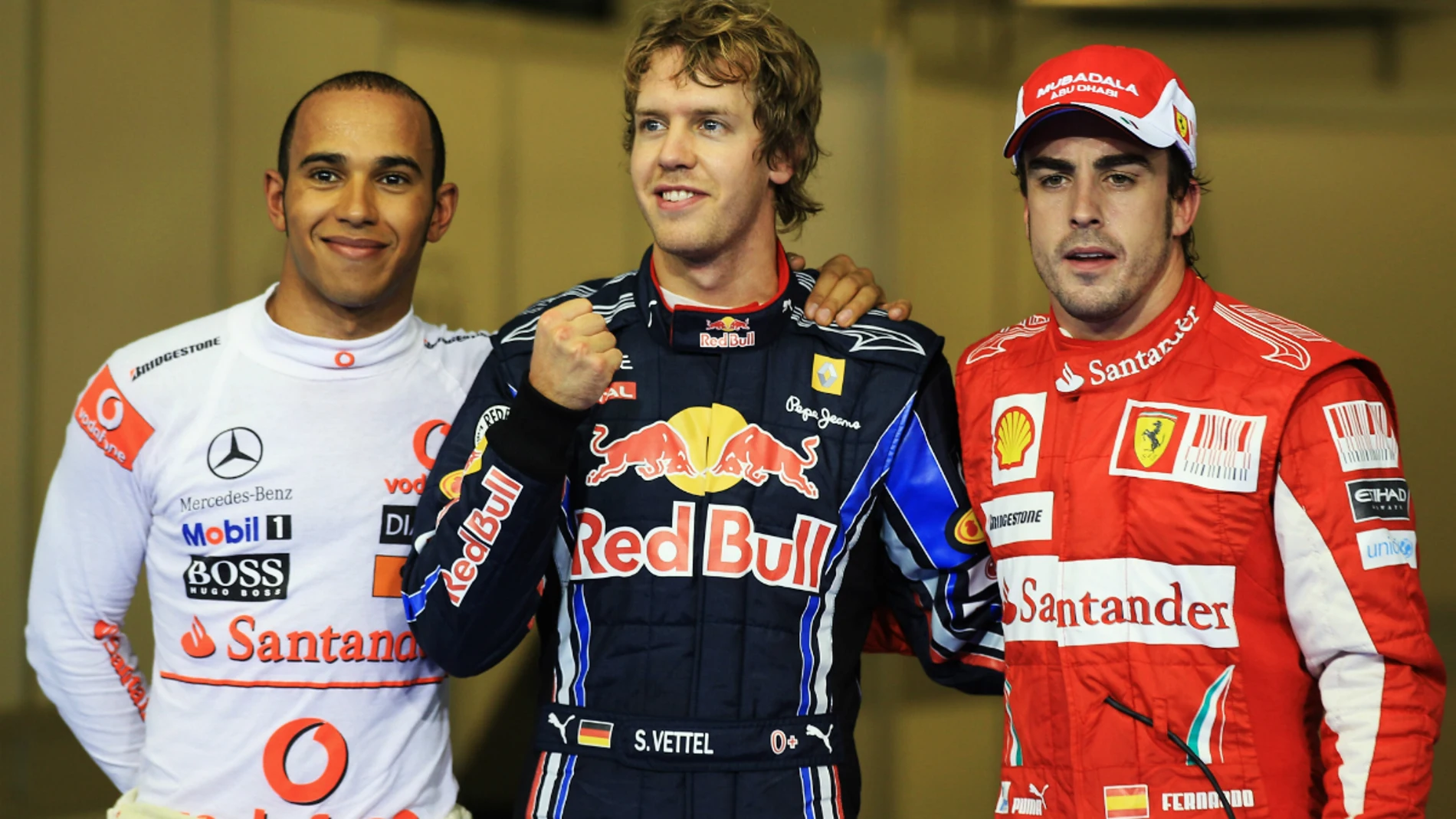 Hamilton, Vettel y Alonso, tras la pole de Abu Dabi 2010