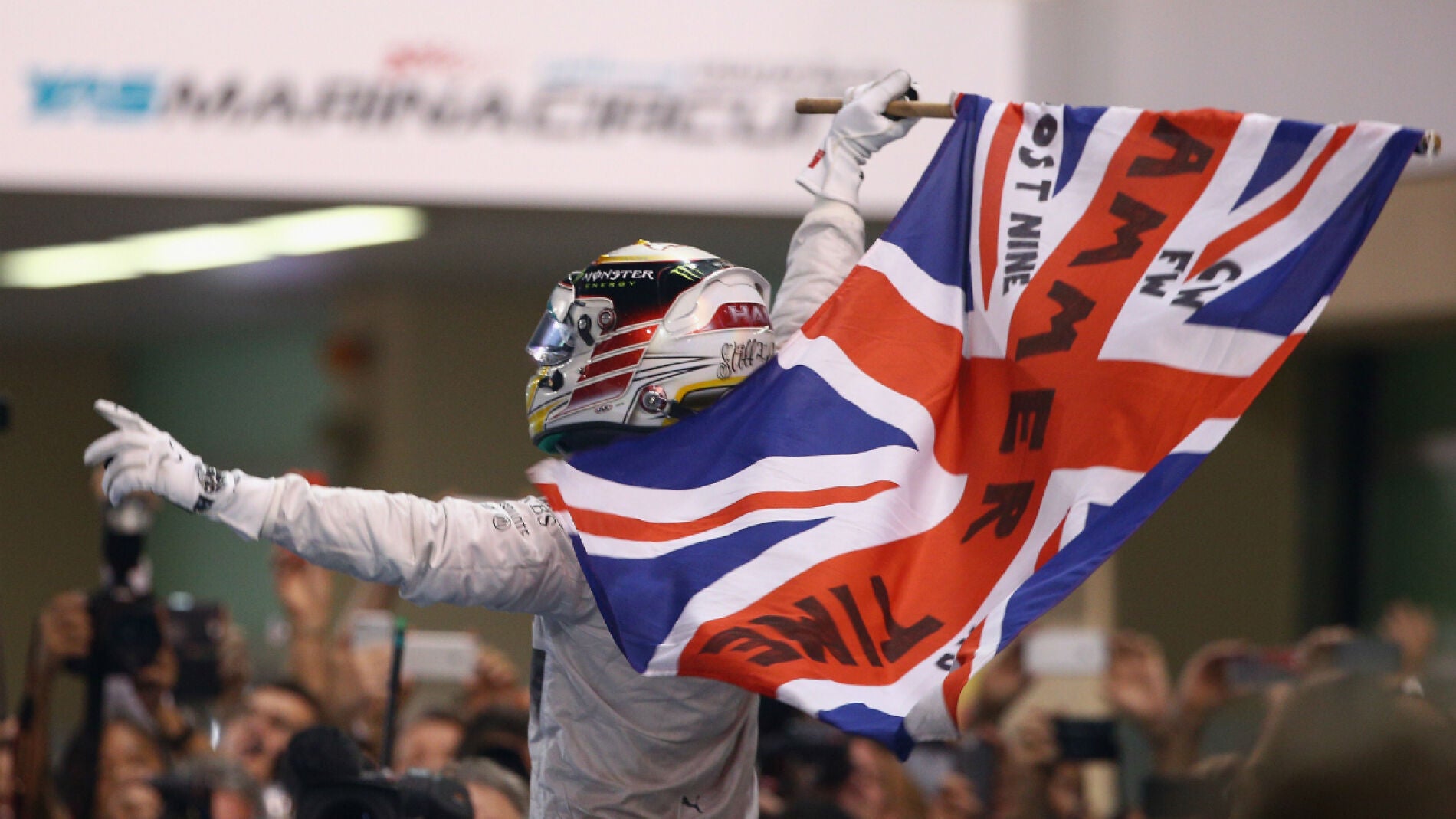 Hamilton festeja el Mundial 2014