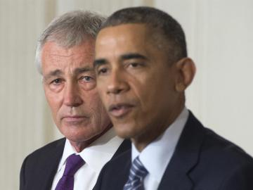 Chuck Hagel y Barack Obama