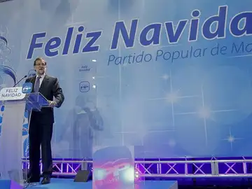 Rajoy, durante su intervención en la tradicional cena de Navidad del PP Rajoy, durante su intervención en la tradicional cena de Navidad del PP