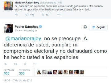 Enfrentamiento entre Rajoy y Sánchez en Twitter