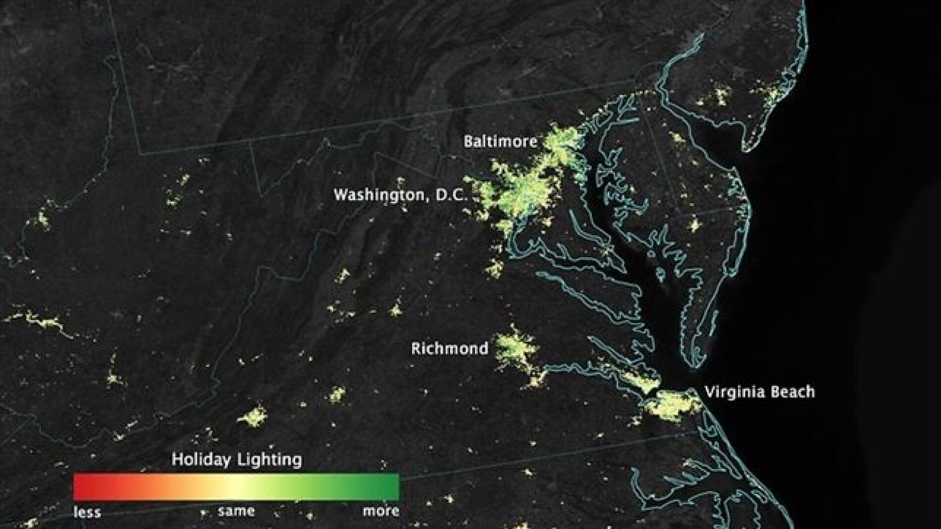 Imagen del mapa captado por la NASA.