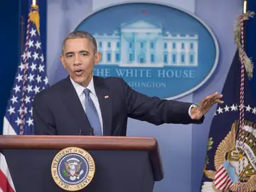 Barack Obama durante la rueda de prensa Barack Obama durante la rueda de prensa
