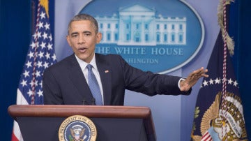Barack Obama durante la rueda de prensa